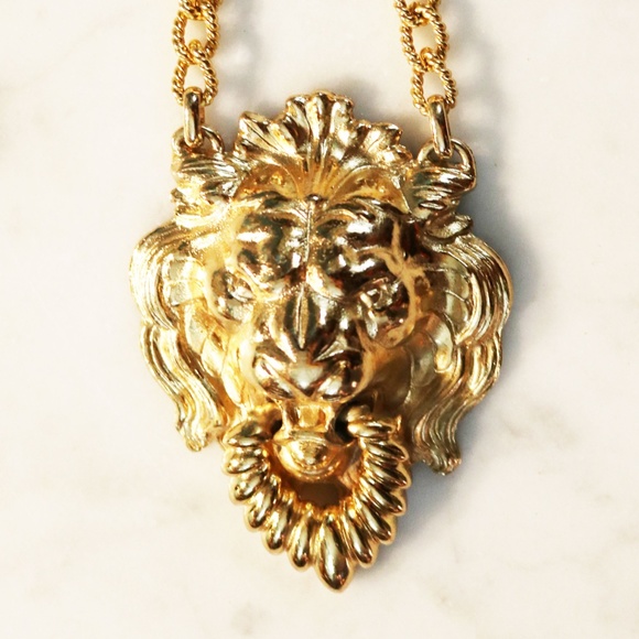 Napier Gold Lion's Head Doorknocker Necklace - Picture 3 of 8